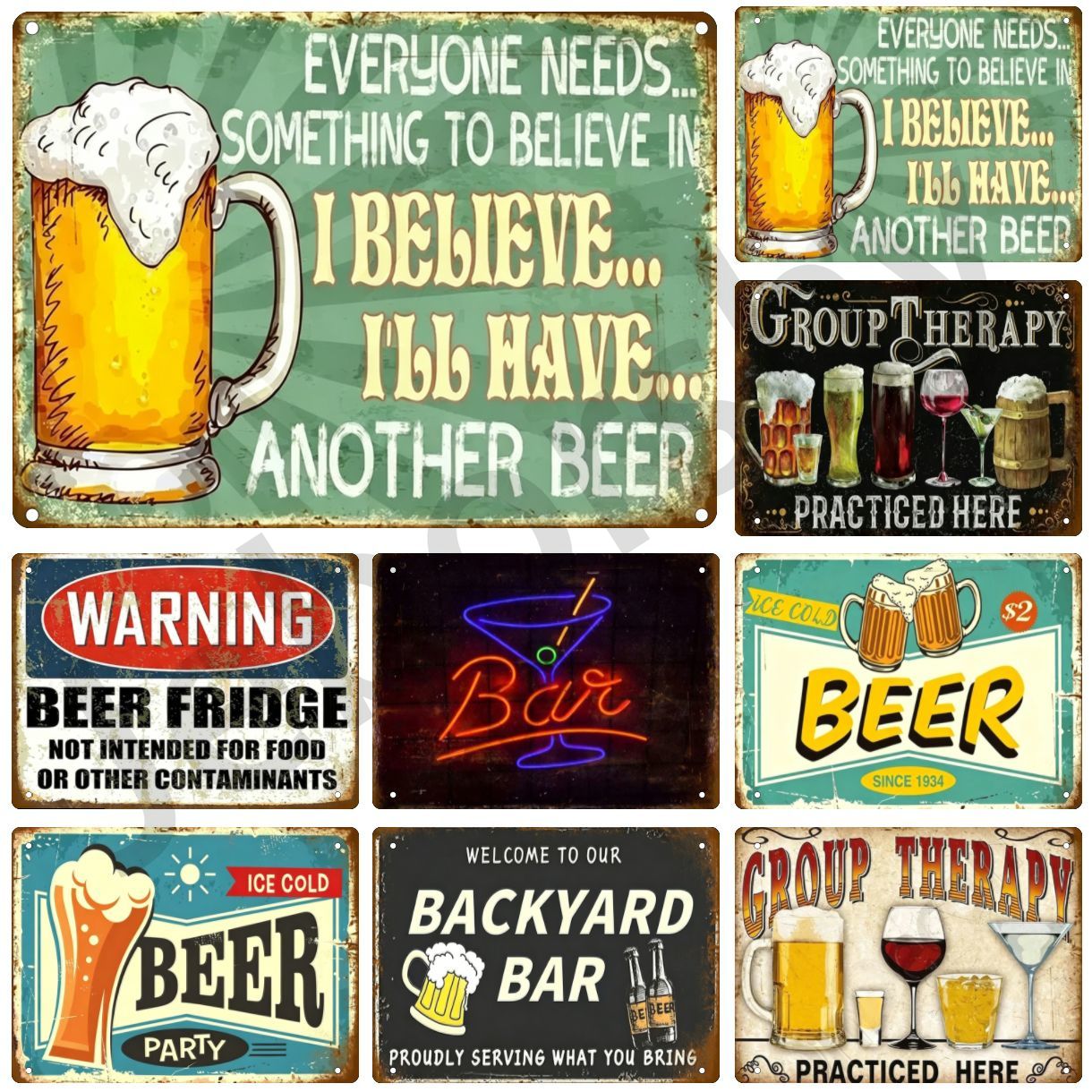 Wine Beer Brand - Placa de Metal Decorativa Vintage para