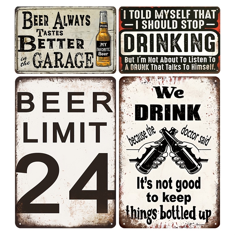 Conjunto de 4 Placas Metálicas - Wine Beer Pub avaliação e preço
