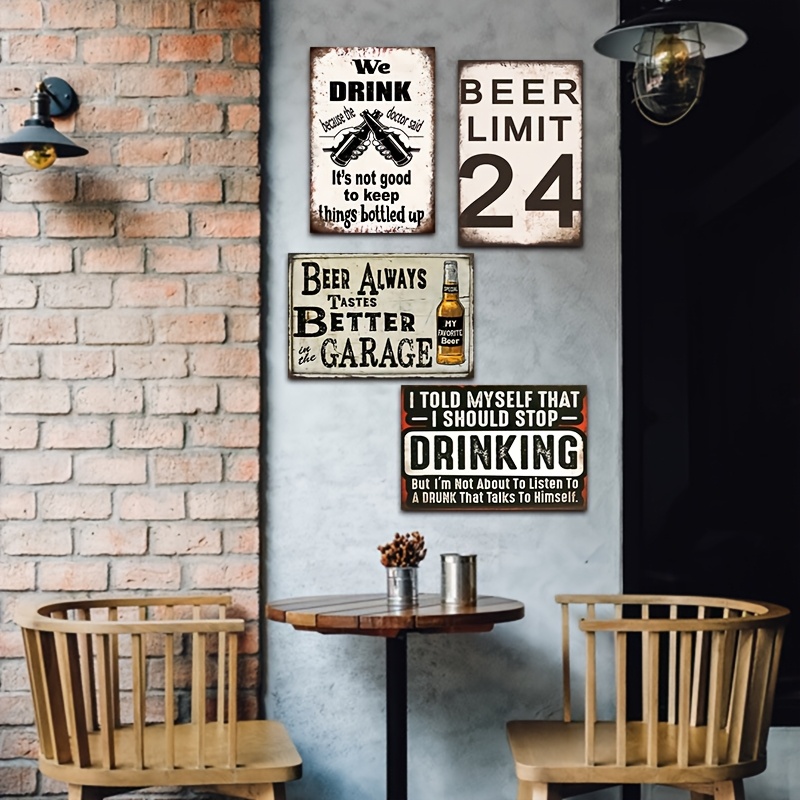 Conjunto de 4 Placas Metálicas - Wine Beer Pub avaliação e preço