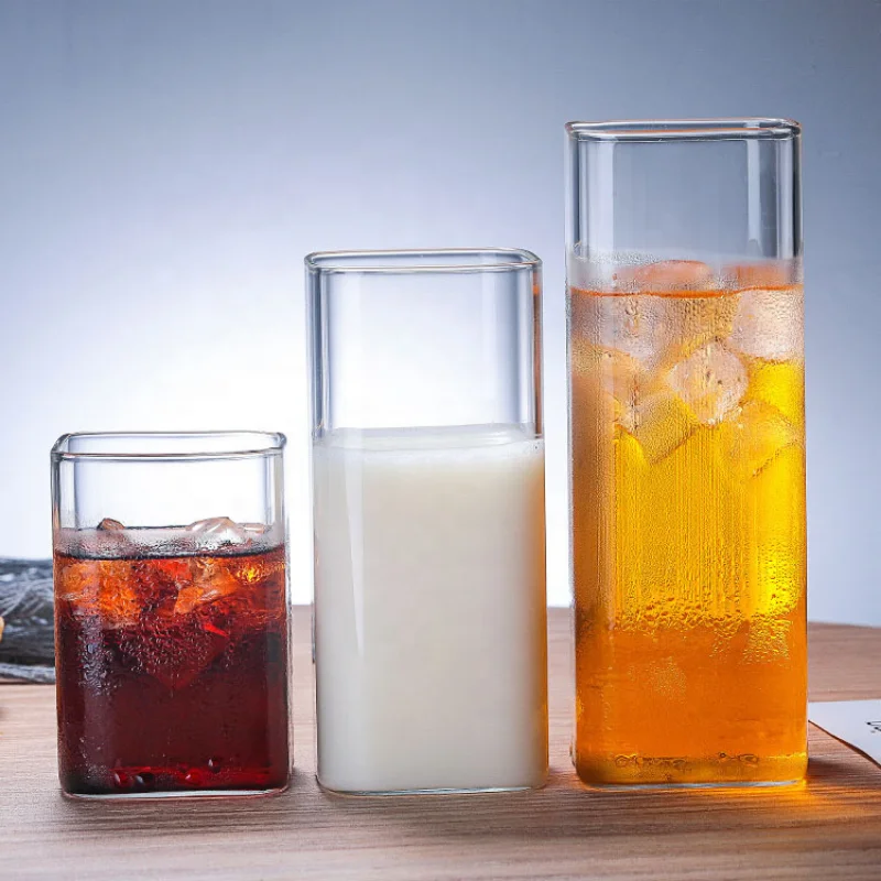 Copo de vidro quadrado simples - Wine Beer Coffee Drink avaliação e preço